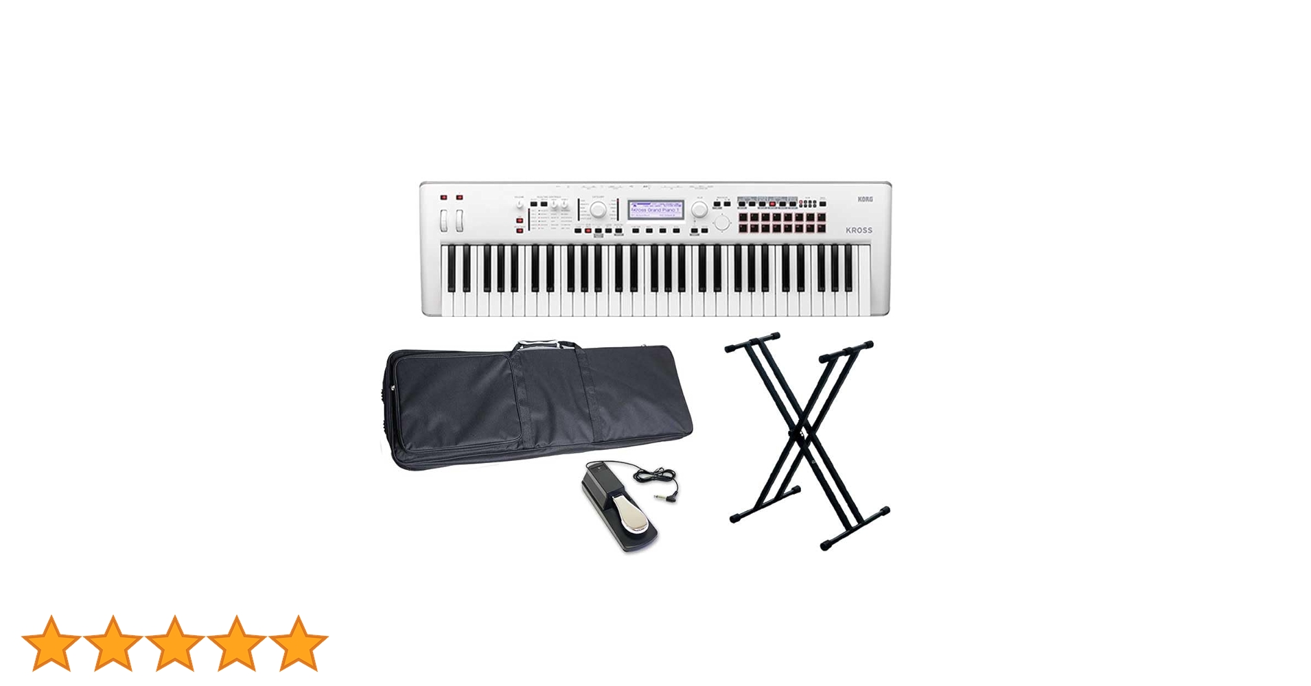 KORG KROSS2-61 SCホワイトシンセサイザー 本体と専用ケース 軽くてソフトケースも付いてくるシンセサイザー、KORG KROSS2-61